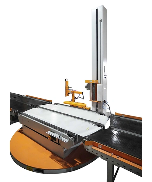 Envolvedora automática de palets con mesa giratoria en línea